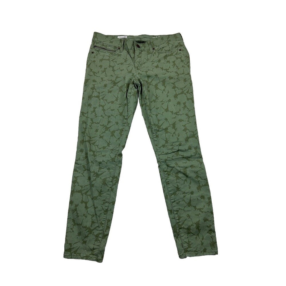 Gap 1969 Legging Jeans Womens 30 Green Floral All Over Print Ankle Zip